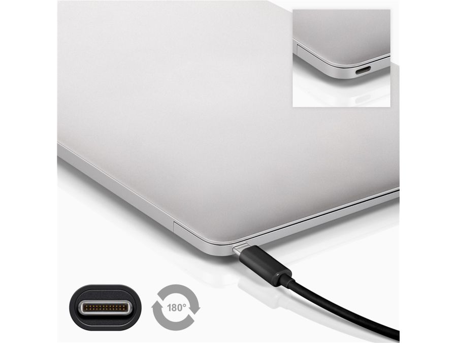 USB 3.0 SuperSpeed kabel - A han > USB-C han, 3A Sort (0,15m