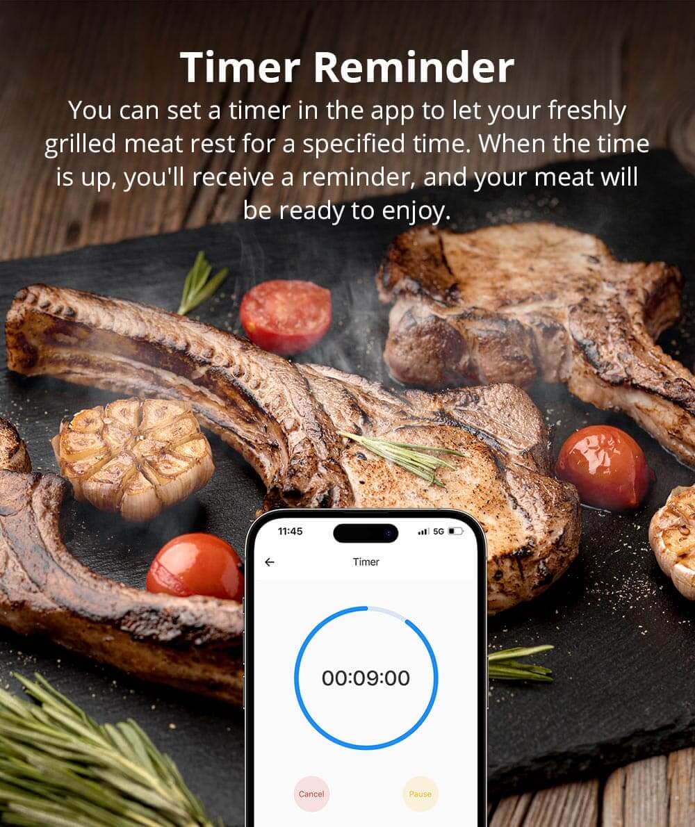 Smart BBQ-grilltermometer m. app. inkl. 2 prober