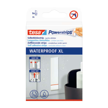tesa dobbeltklæbende powerstrips Waterproof 20 x 80 mm, 9 stk.