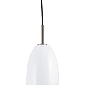 Jazz Pendel E14 Ø12 cm, opal glas/børstet stål