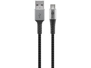 USB-A han til Micro USB han kabel (tekstil), Grå (1m)
