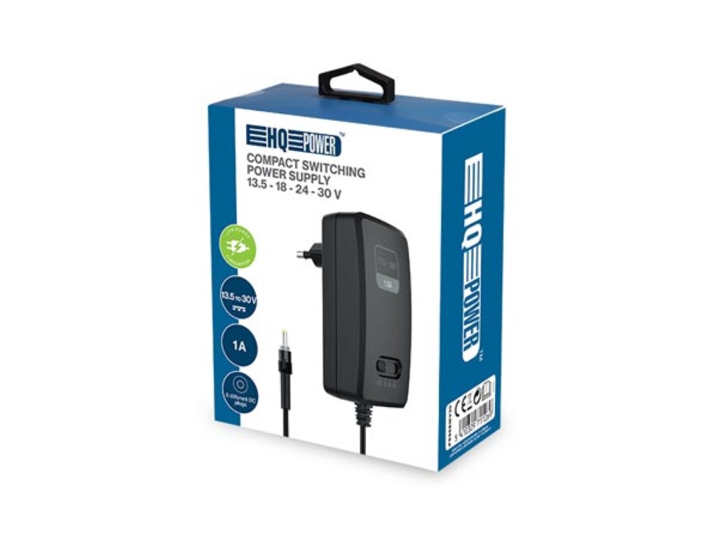 Universal netadapter - 13,5/18/24/30Vdc 30W 1A (6 DC-stik)