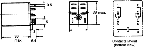 Heavy duty relæ - 24VDC / 10A, 2 x skifte (DPDT)