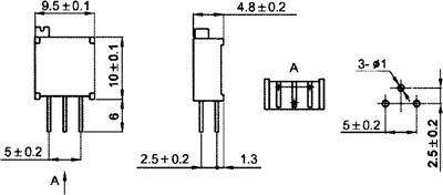 Multiturn trimmepotmeter - 100ohm, 500mW, ±10% (YB)
