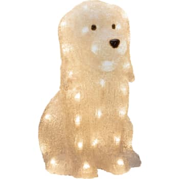 Konstsmide Siddende hund i akryl, 40 varmhvide LED, højde 31 cm.