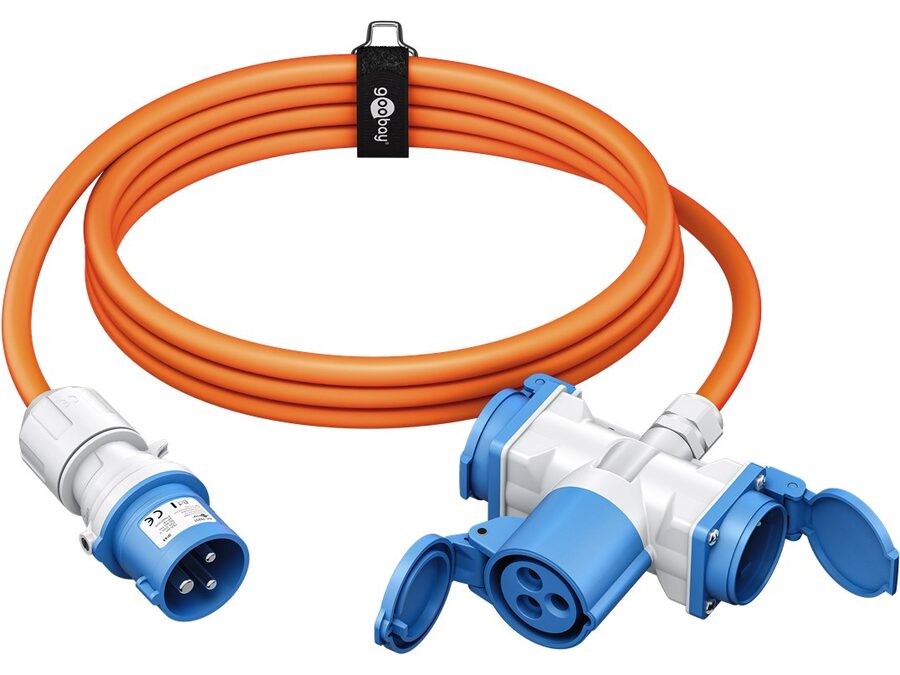 CEE adapterkabel - 3P han til 3P hun + 2 x Jord (1,5m)
