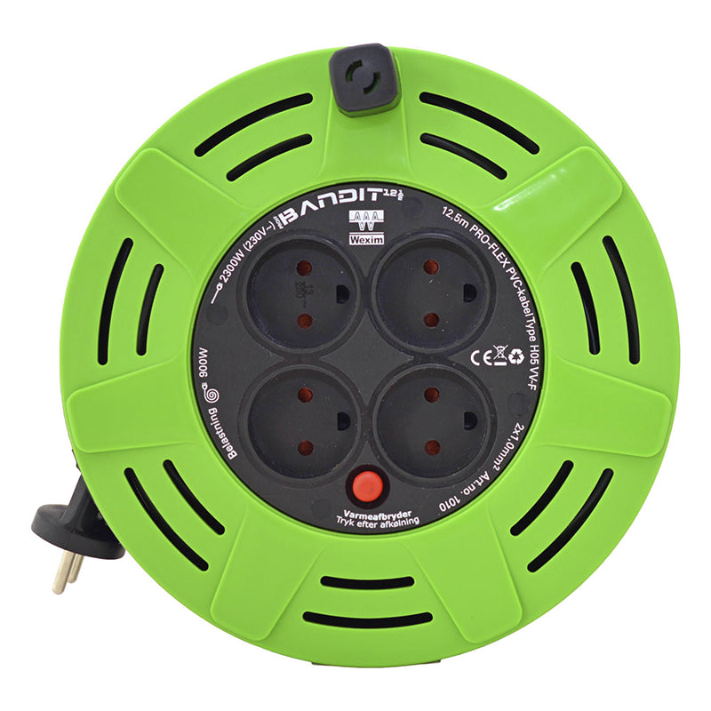 Kabeltromle Bandit U/J 12,5M 2x1,0 mm² med 4 udtag