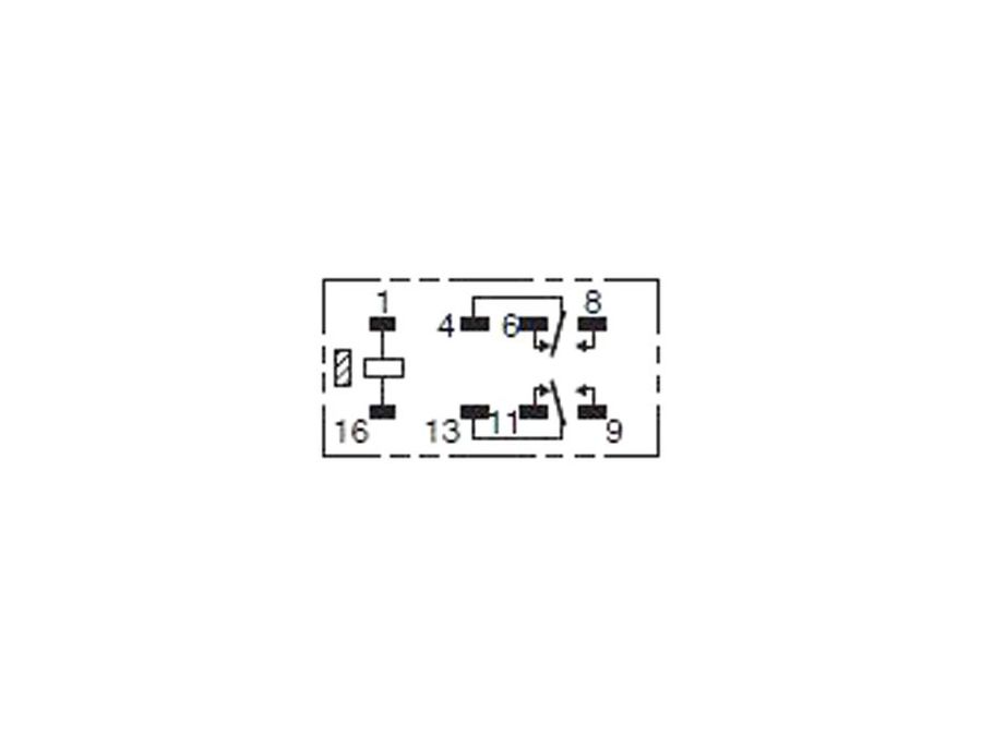Miniature relæ - 12VDC / 0,5A, 2 x skifte, DPDT (DIL16)
