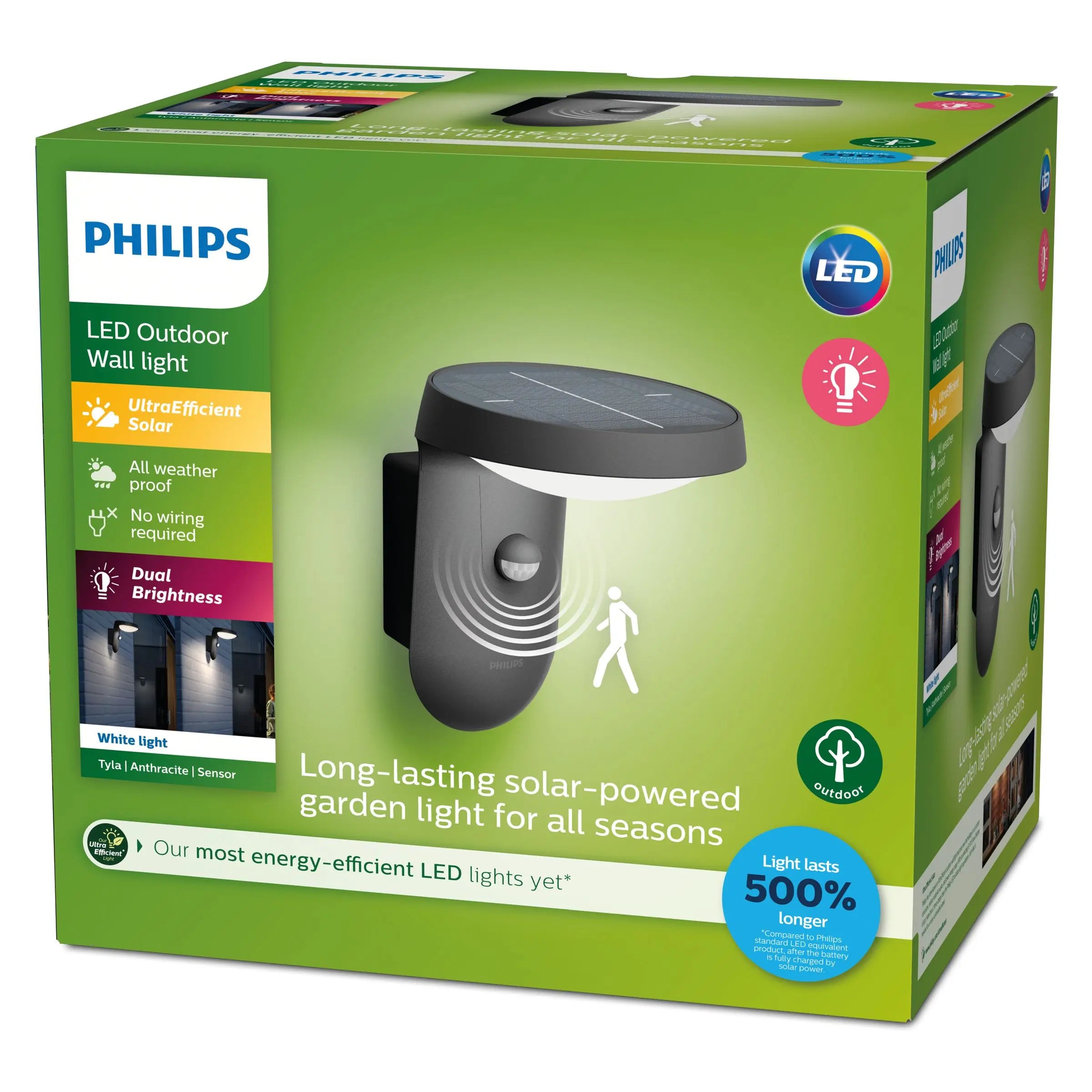 Tyla Væglampe LED 1,2W IR IP44 Solcelle Antracit