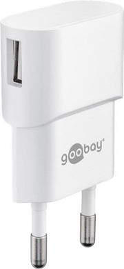 Netadapter - 100-240V til 5Vdc / 1A USB hun, kompakt, Hvid