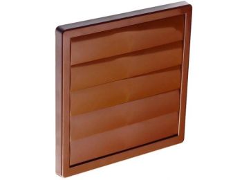 Ventilationsrist m. lukkespjæld - 150x150mm Ø100mm, Brun