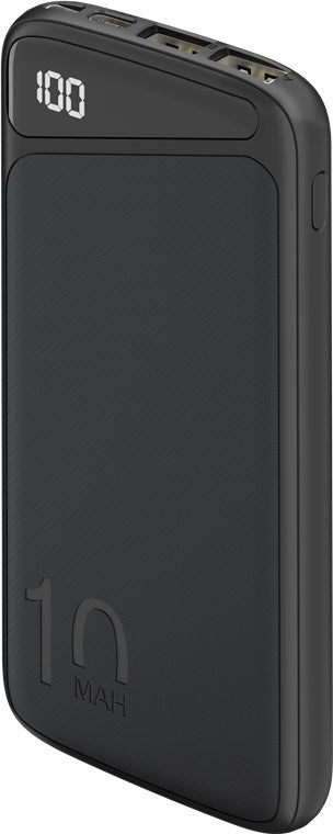 Slimline Powerbank m. LED display - 5V / 2,1A, 10000mAh