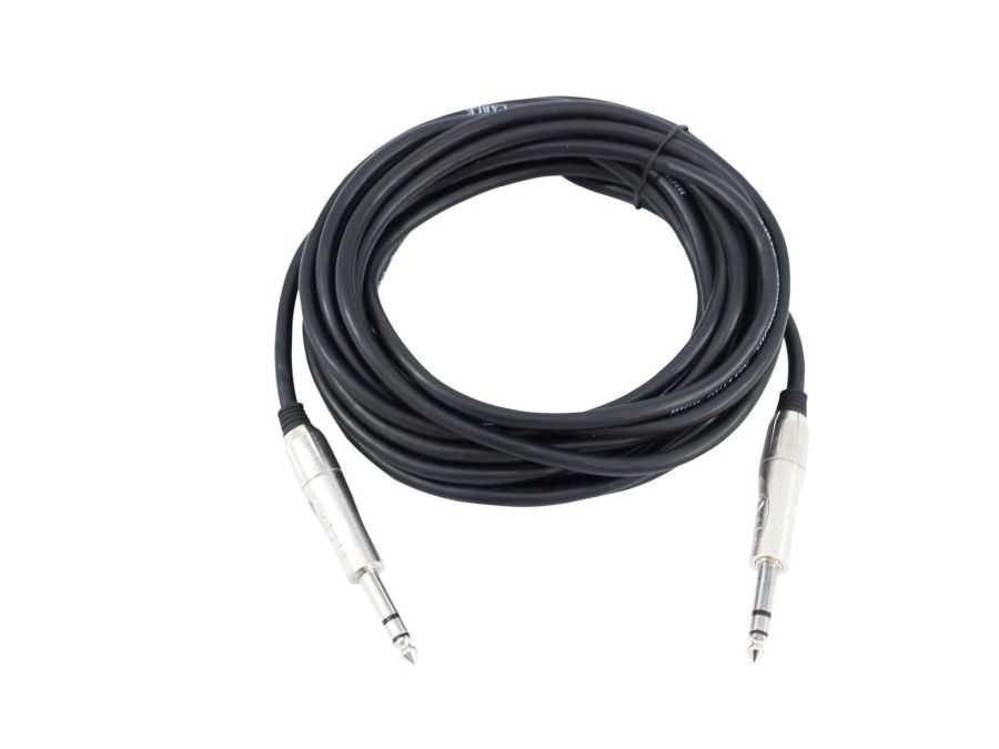 Prof. audiokabel - 2 x 6,35mm stereo JACK han, Sort (6m)