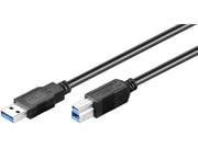 USB 3.0 kabel - A han til B han, Sort (0,5m)