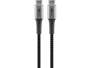 USB-C 2.0 kabel - 2xhan (tekstil), 3A, Grå (0,5m)