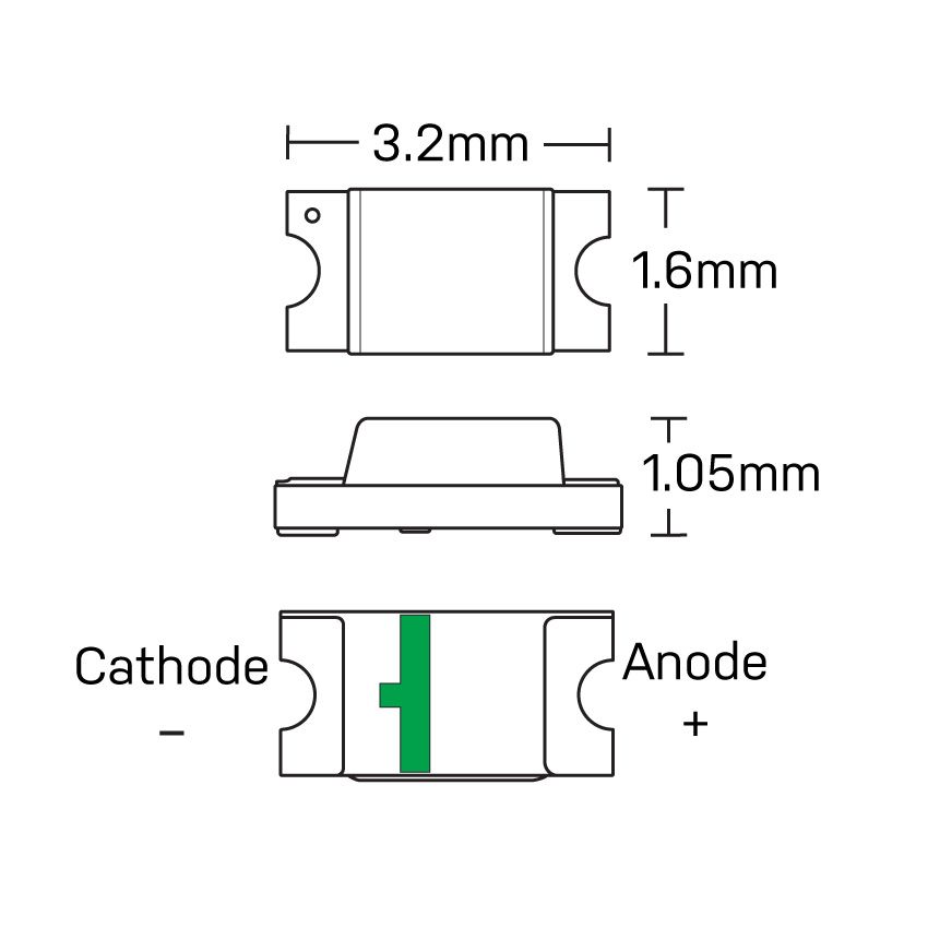 SMD LED - 1206 RØD 17mcd (10 stk.)