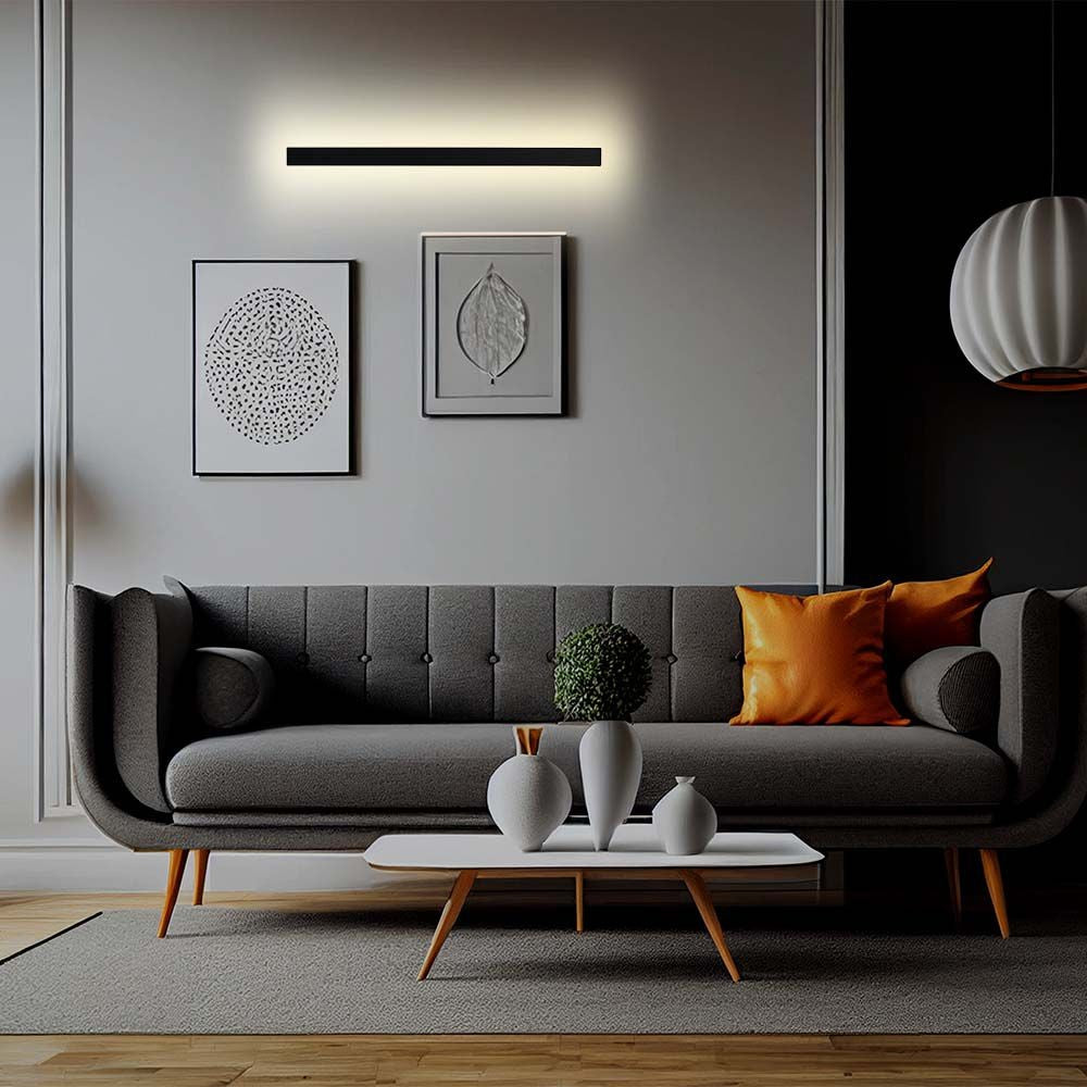 16W LED Væglys i Sort, 3000K, IP65, RA90, 2035lm - 1010*60*50mm