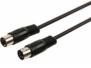 Midi audiokabel - 2 x 5 pol 180° DIN han, Sort (1m)