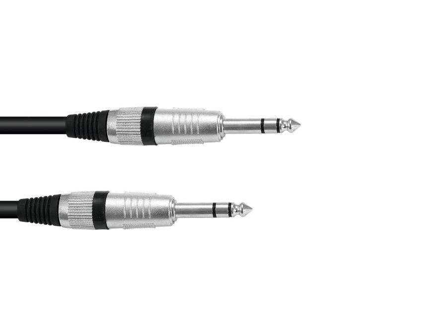 Prof. audiokabel - 2 x 6,35mm stereo JACK han, Sort (6m)