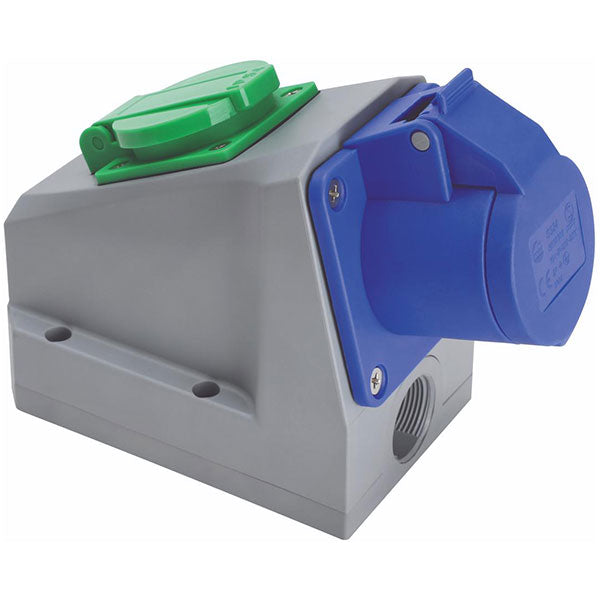 Vægudtag combi med dansk jordudtag 16A 230V