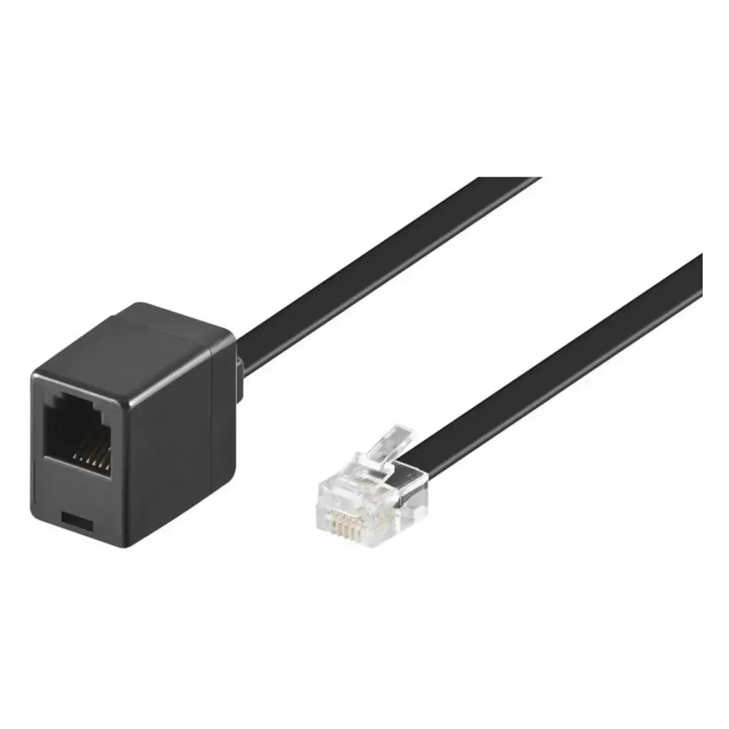 Telefon forlængerledning - RJ11(6P4C) han/hun, Sort (6m)