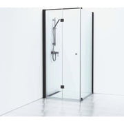 Skoga Brusehjørne Folde/Fast 100x93 Sort Mat/Klart glas IntGr