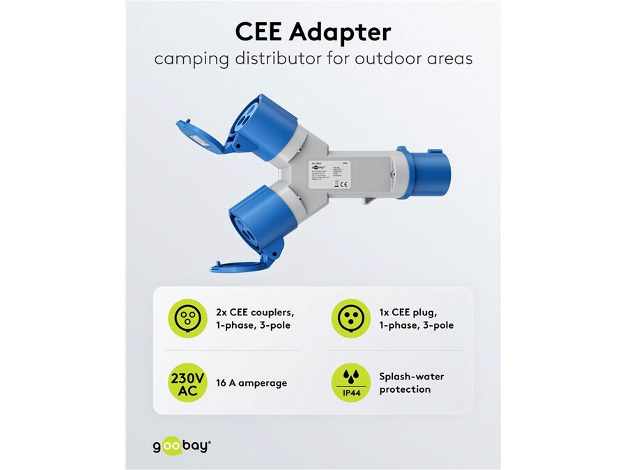 CEE adapterkabel - 3P han til 2 x 3P hun