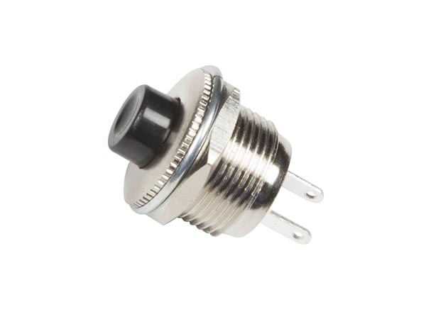 Mini trykkontakt - OFF-(ON) 1A / 250V, Sort