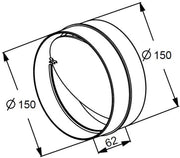 Rund Ø150 samlemuffe kontraspjæld