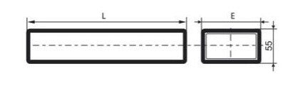 Rektangulær (flad) ventilationsrør - 110x55mm (1m)