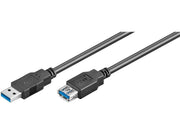 USB 3.0 forlængerkabel - A han til A hun, Sort (5m)