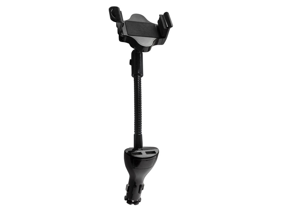 Svanehals billader/holder til smartphone - 2 x usb