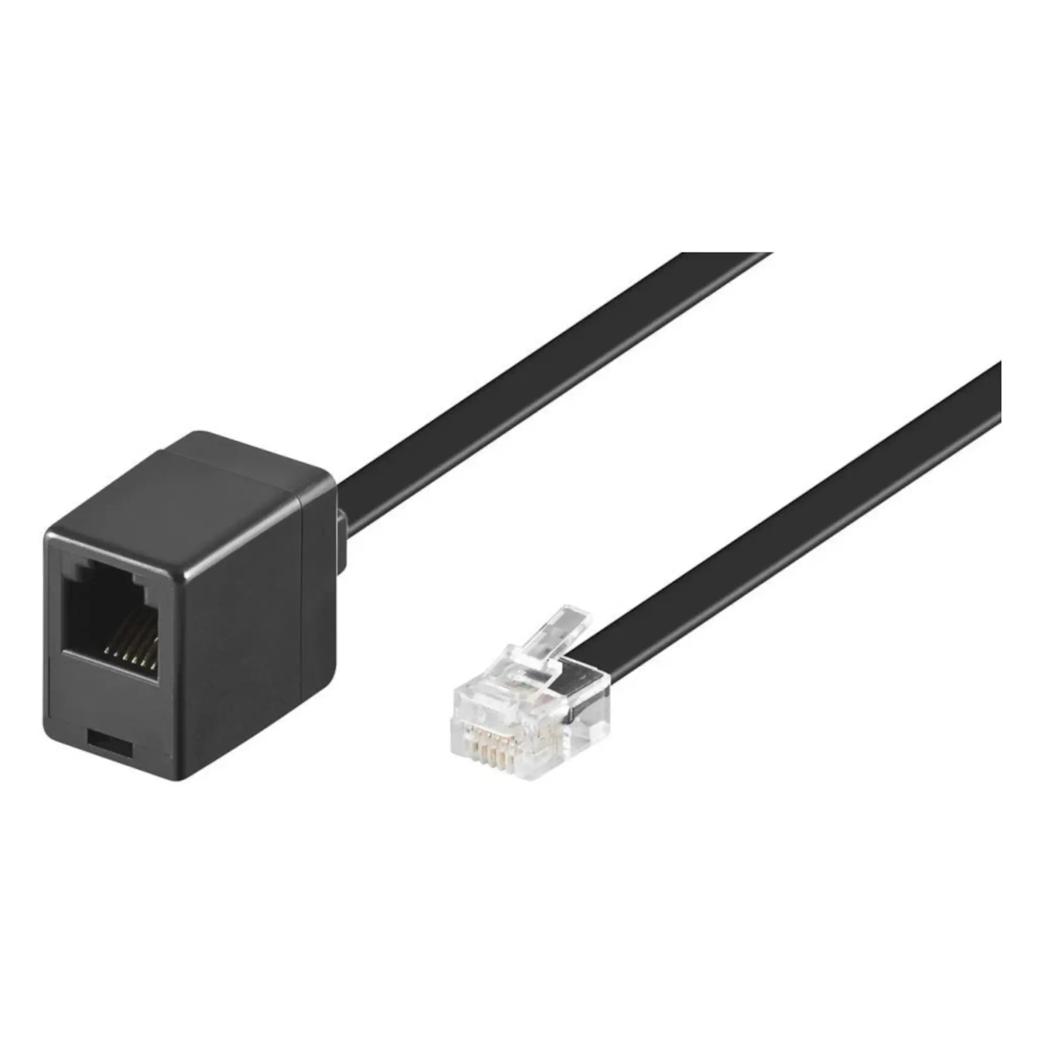 Telefon forlængerledning - RJ12(6P6C) han/hun, Sort (3m)