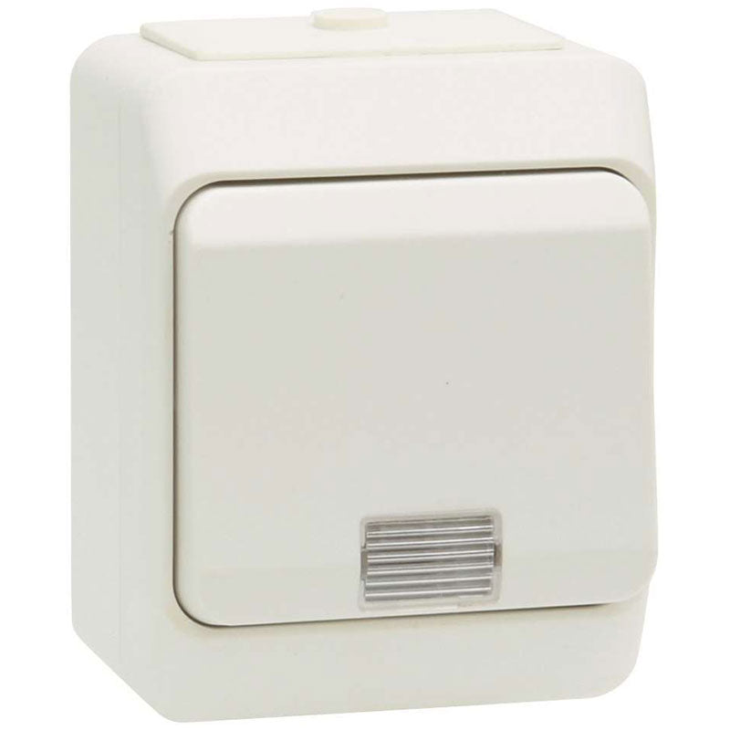 Kapslet korrespondanceafbryder m. lampe IP44 - hvid