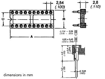 IC-sokkel m. tulipanben - 20 ben (7,62mm)