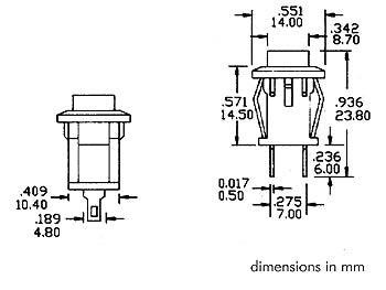 Trykkontakt - 1P OFF-(ON) Sort 3A/125V