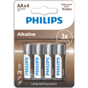 PHILIPS Tech alkaline batteri, AA LR6, 4 stk.
