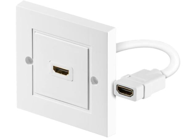 HDMI vægdåse - 1 x HDMI, til kabelkanal, Hvid