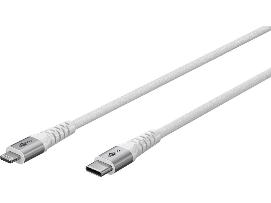USB-C til Lightning Supersoft PD Tekstilkabel, 3A, Hvid (2m)