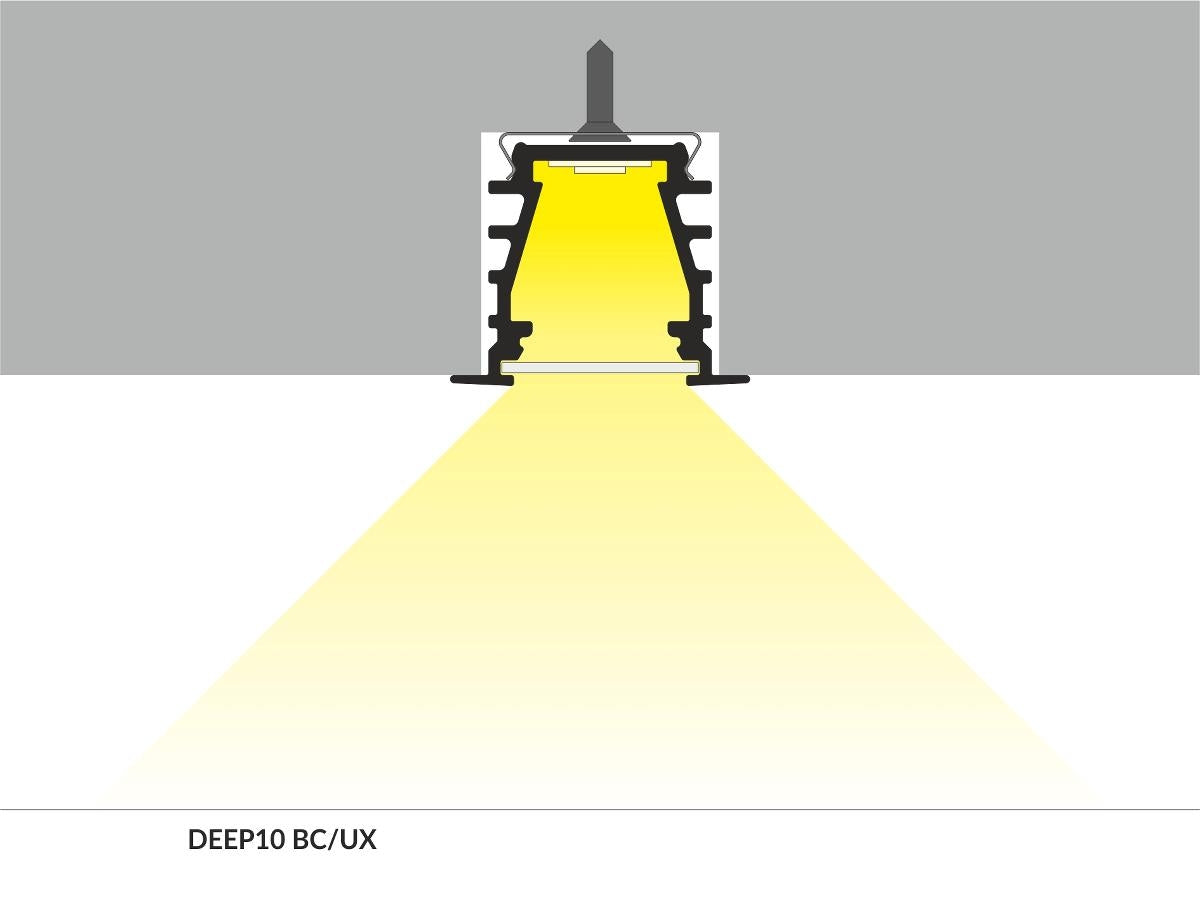 DIOFLEX Hvid alu profil DEEP10 C/UX 1m 23,4x19mm