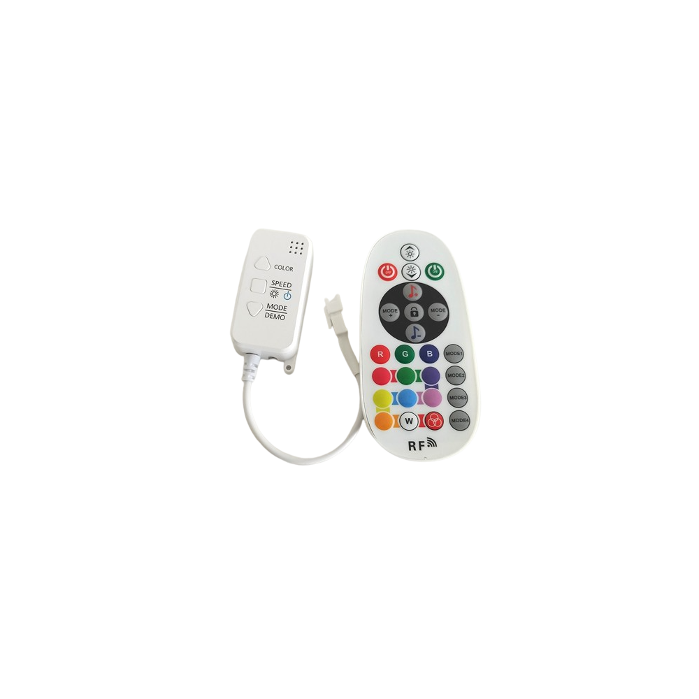 RGBIC kontroller med fjernbetjening - Infrarød, 12V/24V, op til 288W, RGB LED lysstyring
