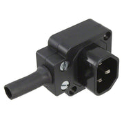 Apparatstik - IEC60320-C14, 3pol han, Vinklet, Sort (10A)