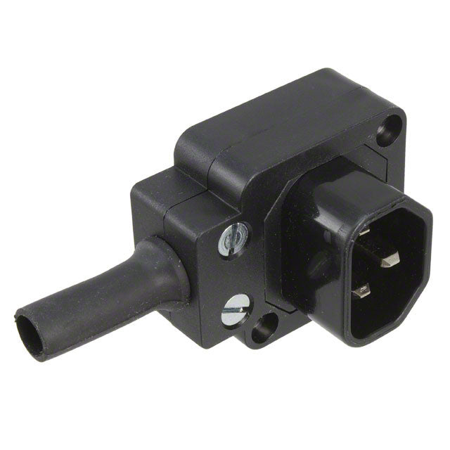 Apparatstik - IEC60320-C14, 3pol han, Vinklet, Sort (10A)