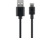 USB-A han > USB-C han (2.0) kabel, 3A, Sort (3m)