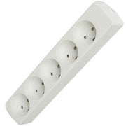 Stikdåse børnesikret 5-vejs m/jord hvid