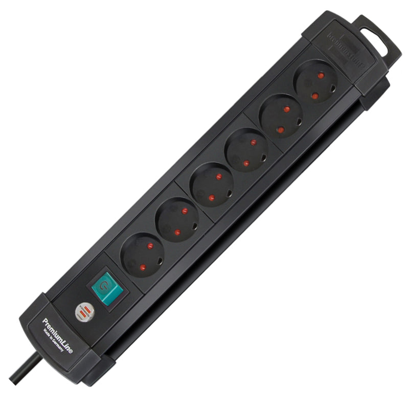 Stikdåse 6-vejs m. jord og afbryder og 3m. ledning