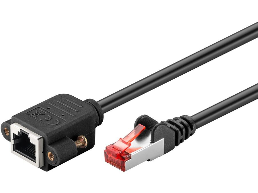CAT6 forlængerkabel - S/FTP, for montage, Sort (1m)