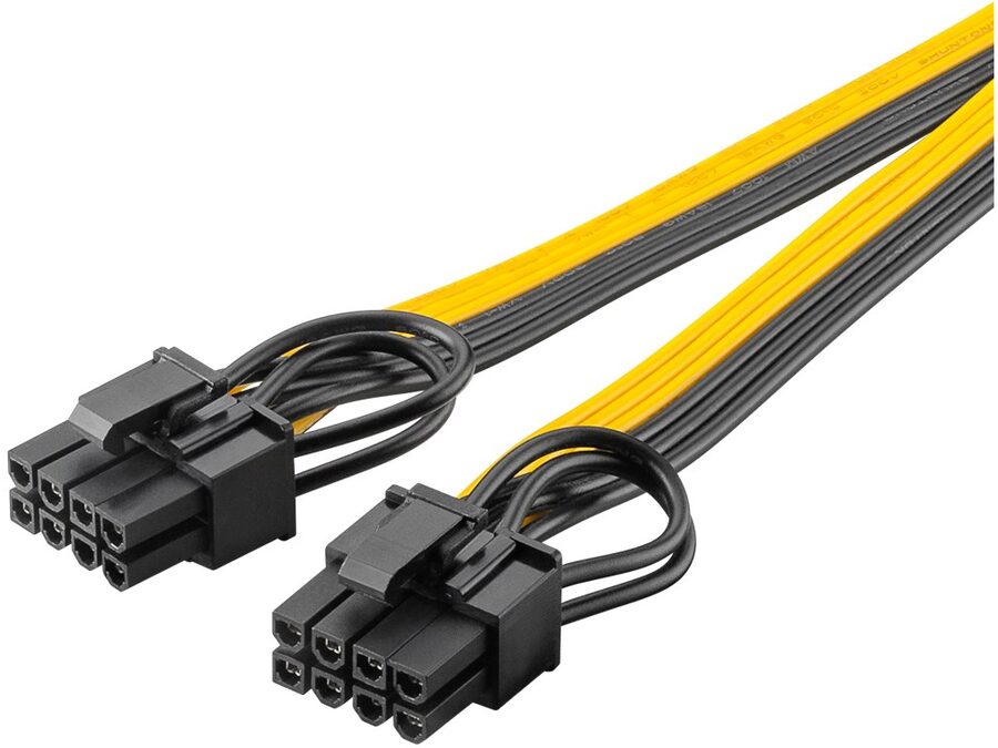 PCIe strønforsyningskabel - 8-Pin hun til Dual 6+2 han
