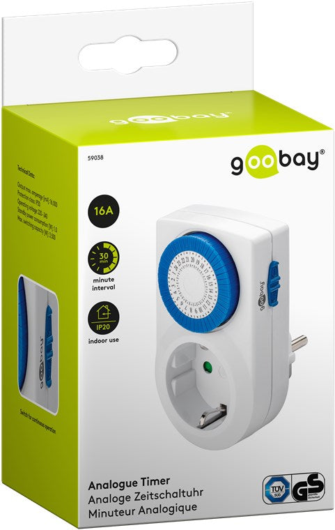 Tænd/slukur - Analog 24 timer, CEE7/3 udtag