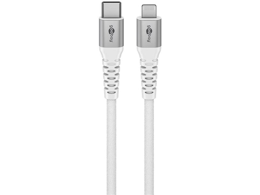 USB-C til Lightning Supersoft PD Tekstilkabel 3A, Hvid (0,5m